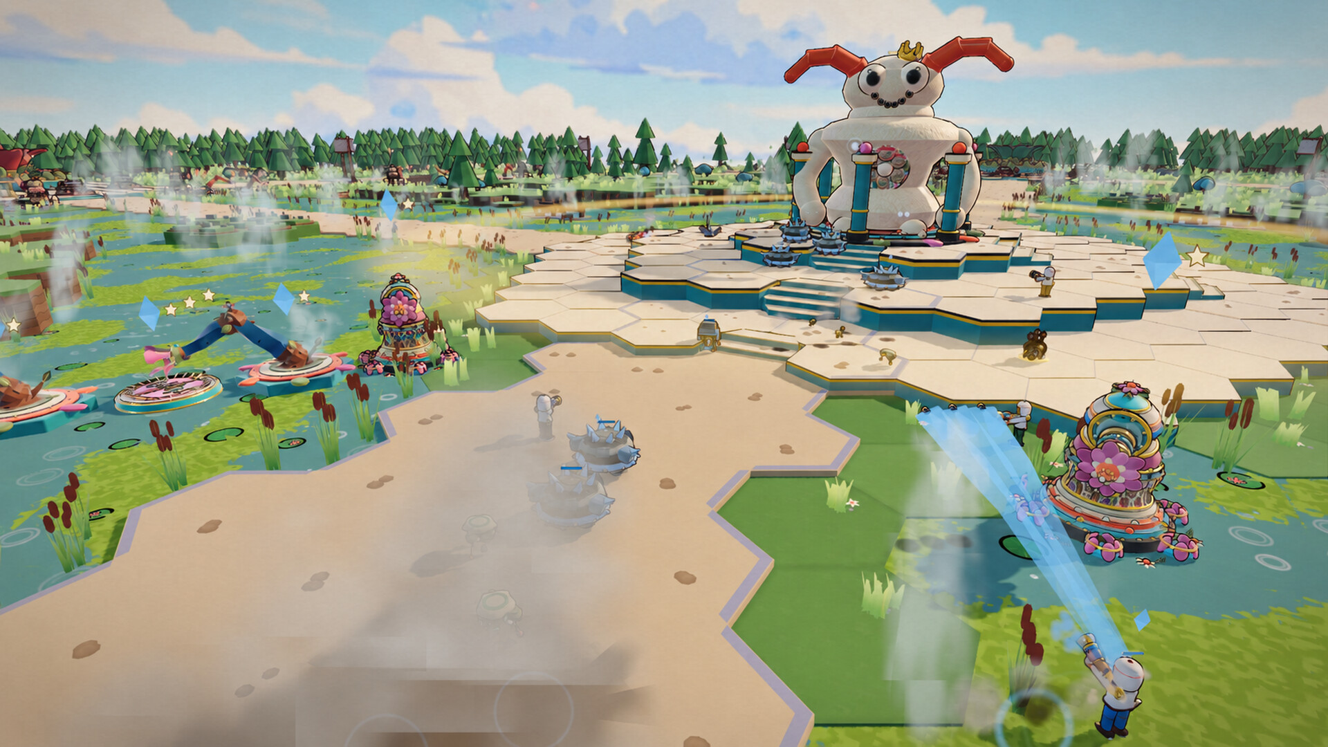 Hex Tower Boogie official screenshot of a hexagonal battlefield